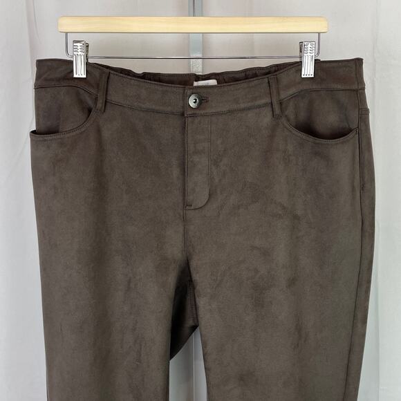 J. JILL  18 Taylor Luxe Faux Suede Ankle Pants Straight Leg Zip Fly Mocha Brown - Picture 4 of 11